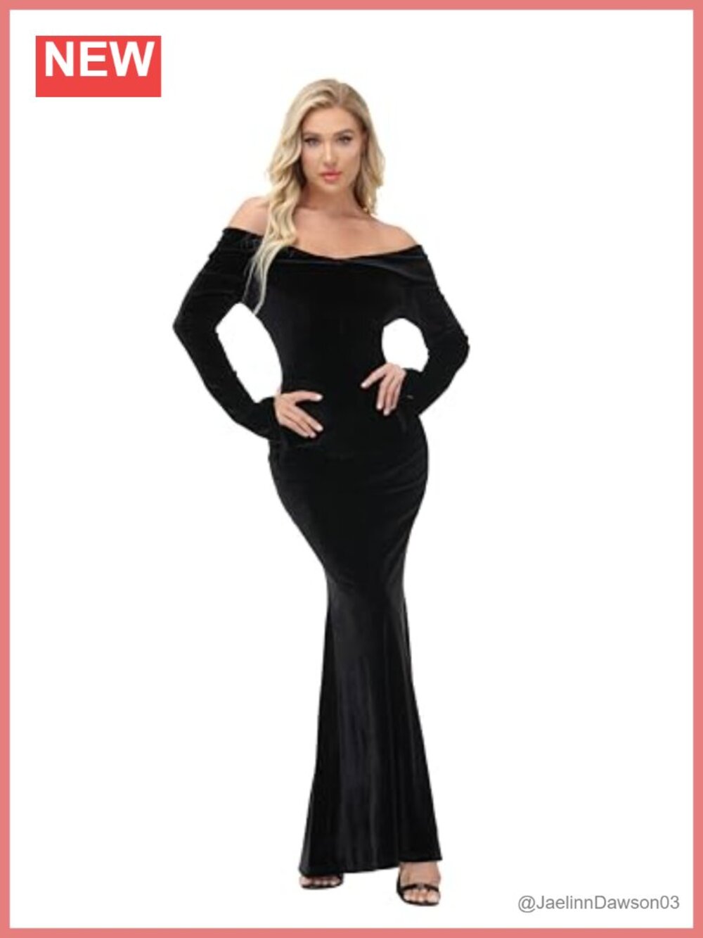 Gothic Off Shoulder Maxi Dress Long Sleeve Halloween Cosplay Costume - Picture 3 of 6